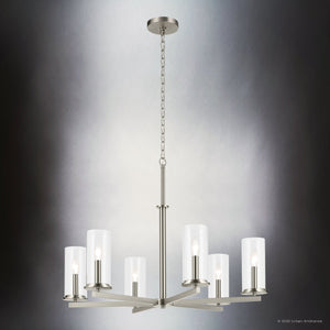 Urban Ambiance - Chandelier - UKC20055 Transitional Indoor Chandelier, 21.75''H x 32.25''W x 32.25''Dep, Brushed Nickel Finish, Marquess Collection - 
