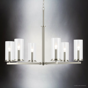 Urban Ambiance - Chandelier - UKC20055 Transitional Indoor Chandelier, 21.75''H x 32.25''W x 32.25''Dep, Brushed Nickel Finish, Marquess Collection - 