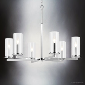 Urban Ambiance - Chandelier - UKC20056 Transitional Indoor Chandelier, 21.75''H x 32.25''W x 32.25''Dep, Chrome Finish, Marquess Collection - 