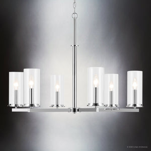 Urban Ambiance - Chandelier - UKC20056 Transitional Indoor Chandelier, 21.75''H x 32.25''W x 32.25''Dep, Chrome Finish, Marquess Collection - 