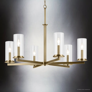 Urban Ambiance - Chandelier - UKC20058 Transitional Indoor Chandelier, 21.75''H x 32.25''W x 32.25''Dep, Natural Brass Finish, Marquess Collection - 
