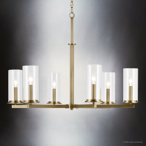 Urban Ambiance - Chandelier - UKC20058 Transitional Indoor Chandelier, 21.75''H x 32.25''W x 32.25''Dep, Natural Brass Finish, Marquess Collection - 