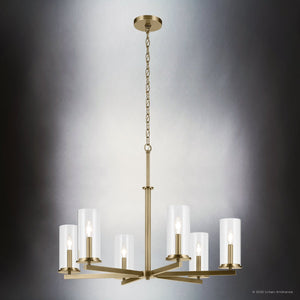Urban Ambiance - Chandelier - UKC20058 Transitional Indoor Chandelier, 21.75''H x 32.25''W x 32.25''Dep, Natural Brass Finish, Marquess Collection - 