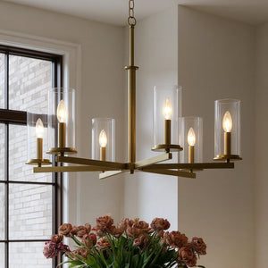 Urban Ambiance - Chandelier - UKC20058 Transitional Indoor Chandelier, 21.75''H x 32.25''W x 32.25''Dep, Natural Brass Finish, Marquess Collection - 