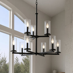 Urban Ambiance - Chandelier - UKC20059 Transitional Indoor Chandelier, 32.5''H x 32.25''W x 32.25''Dep, Black Finish, Marquess Collection - 