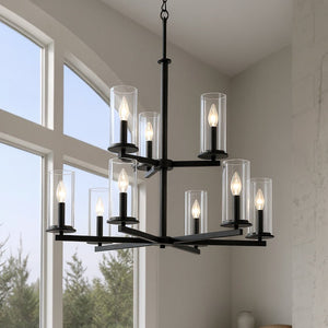Urban Ambiance - Chandelier - UKC20059 Transitional Indoor Chandelier, 32.5''H x 32.25''W x 32.25''Dep, Black Finish, Marquess Collection - 