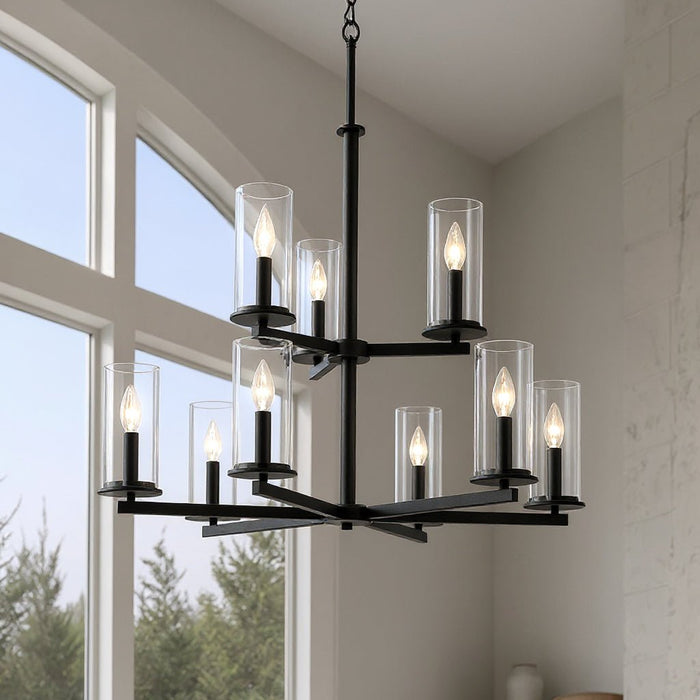 UKC20059 Transitional Indoor Chandelier, 32.5''H x 32.25''W x 32.25''Dep, Black Finish, Marquess Collection