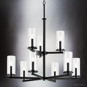 Urban Ambiance - Chandelier - UKC20059 Transitional Indoor Chandelier, 32.5''H x 32.25''W x 32.25''Dep, Black Finish, Marquess Collection - 