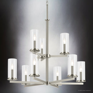 Urban Ambiance - Chandelier - UKC20060 Transitional Indoor Chandelier, 32.5''H x 32.25''W x 32.25''Dep, Brushed Nickel Finish, Marquess Collection - 