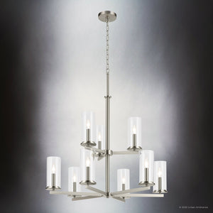 Urban Ambiance - Chandelier - UKC20060 Transitional Indoor Chandelier, 32.5''H x 32.25''W x 32.25''Dep, Brushed Nickel Finish, Marquess Collection - 