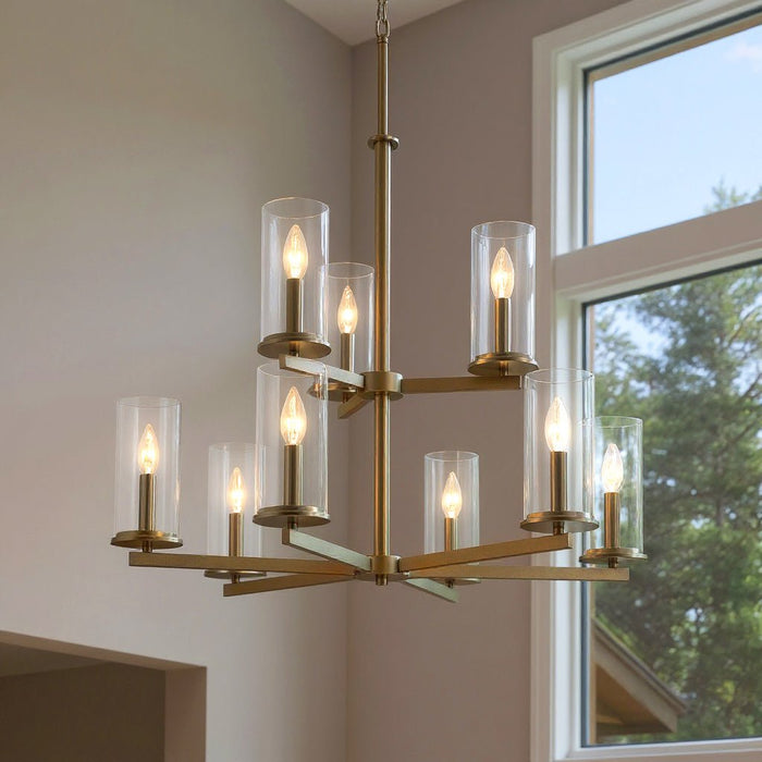UKC20060 Transitional Indoor Chandelier, 32.5''H x 32.25''W x 32.25''Dep, Brushed Nickel Finish, Marquess Collection