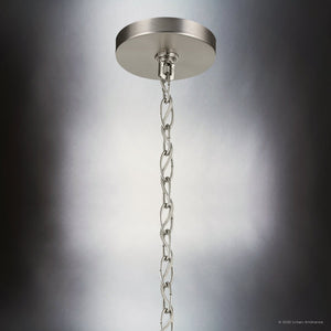 Urban Ambiance - Chandelier - UKC20060 Transitional Indoor Chandelier, 32.5''H x 32.25''W x 32.25''Dep, Brushed Nickel Finish, Marquess Collection - 