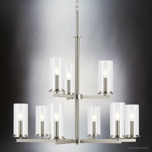 Urban Ambiance - Chandelier - UKC20060 Transitional Indoor Chandelier, 32.5''H x 32.25''W x 32.25''Dep, Brushed Nickel Finish, Marquess Collection - 