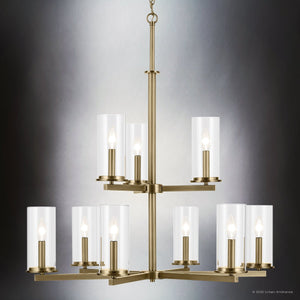 Urban Ambiance - Chandelier - UKC20063 Transitional Indoor Chandelier, 32.5''H x 32.25''W x 32.25''Dep, Natural Brass Finish, Marquess Collection - 