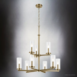 Urban Ambiance - Chandelier - UKC20063 Transitional Indoor Chandelier, 32.5''H x 32.25''W x 32.25''Dep, Natural Brass Finish, Marquess Collection - 