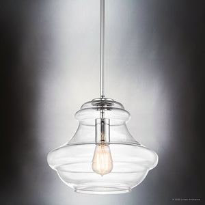 Urban Ambiance - Pendant - UKC20070 Casual Indoor Pendant, 10.25''H x 12''W x 12''Dep, Chrome Finish, Opalyn Collection - 