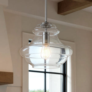 Urban Ambiance - Pendant - UKC20070 Casual Indoor Pendant, 10.25''H x 12''W x 12''Dep, Chrome Finish, Opalyn Collection - 