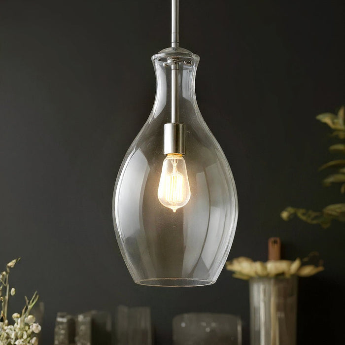 UKC20076 Casual Indoor Pendant, 17.75''H x 9''W x 9''Dep, Chrome Finish, Opalyn Collection