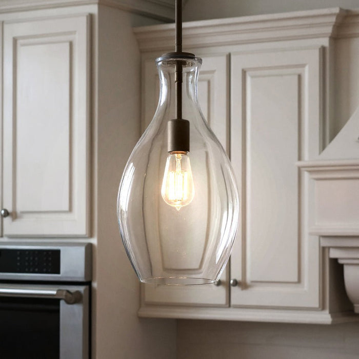 UKC20077 Casual Indoor Pendant, 17.75''H x 9''W x 9''Dep, Olde Bronze Finish, Opalyn Collection