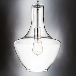 Urban Ambiance - Pendant - UKC20078 Casual Indoor Pendant, 15.25''H x 10.5''W x 10.5''Dep, Chrome Finish, Opalyn Collection - 