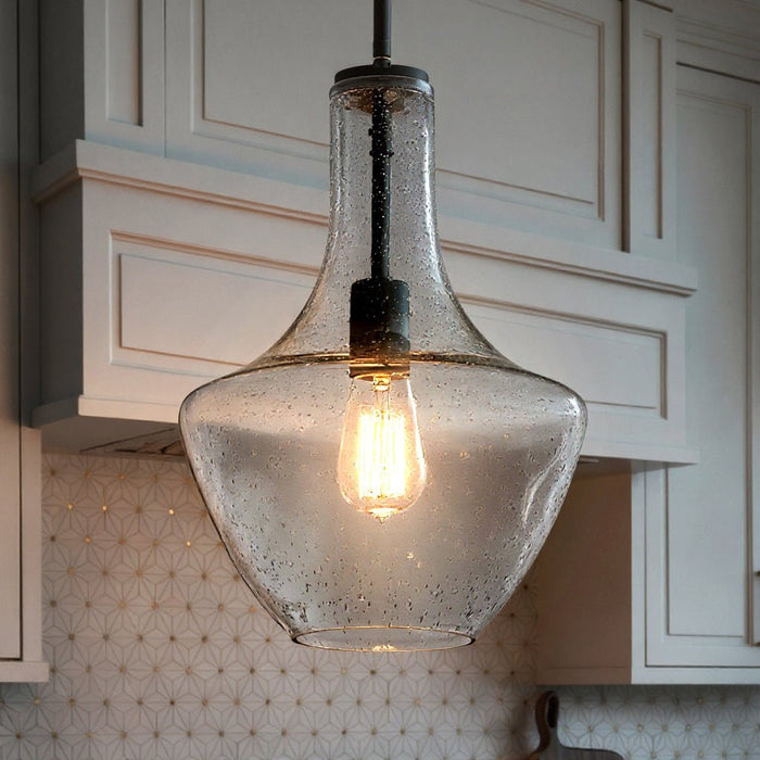 UKC20081 Casual Indoor Pendant, 15.25''H x 10.5''W x 10.5''Dep, Olde Bronze Finish, Opalyn Collection