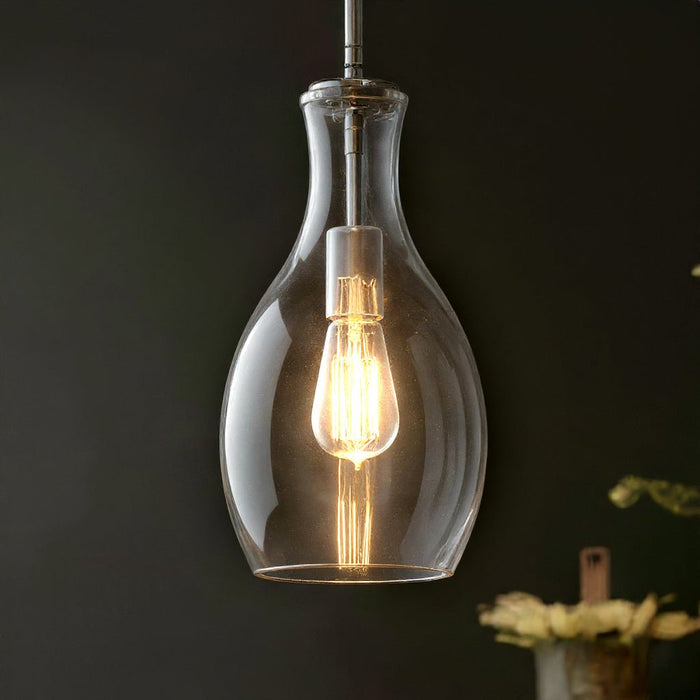 UKC20084 Casual Indoor Pendant, 13.75''H x 7''W x 7''Dep, Chrome Finish, Opalyn Collection