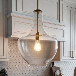 Urban Ambiance - Pendant - UKC20087 Casual Indoor Pendant, 19.75''H x 14''W x 14''Dep, Natural Brass Finish, Opalyn Collection - 