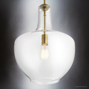 Urban Ambiance - Pendant - UKC20087 Casual Indoor Pendant, 19.75''H x 14''W x 14''Dep, Natural Brass Finish, Opalyn Collection - 