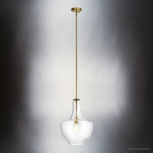 Urban Ambiance - Pendant - UKC20087 Casual Indoor Pendant, 19.75''H x 14''W x 14''Dep, Natural Brass Finish, Opalyn Collection - 