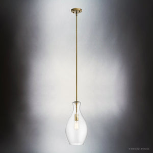 Urban Ambiance - Pendant - UKC20088 Casual Indoor Pendant, 17.75''H x 9''W x 9''Dep, Natural Brass Finish, Opalyn Collection - 