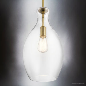 Urban Ambiance - Pendant - UKC20088 Casual Indoor Pendant, 17.75''H x 9''W x 9''Dep, Natural Brass Finish, Opalyn Collection - 