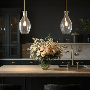 Urban Ambiance - Pendant - UKC20088 Casual Indoor Pendant, 17.75''H x 9''W x 9''Dep, Natural Brass Finish, Opalyn Collection - 