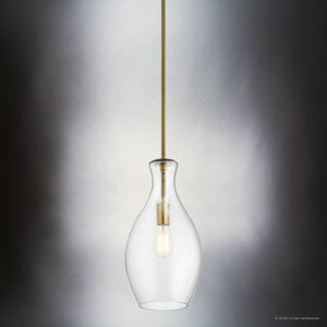Urban Ambiance - Pendant - UKC20088 Casual Indoor Pendant, 17.75''H x 9''W x 9''Dep, Natural Brass Finish, Opalyn Collection - 