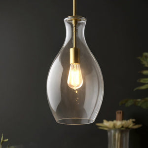 Urban Ambiance - Pendant - UKC20088 Casual Indoor Pendant, 17.75''H x 9''W x 9''Dep, Natural Brass Finish, Opalyn Collection - 