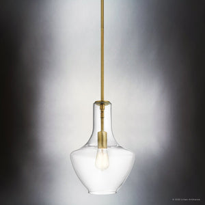 Urban Ambiance - Pendant - UKC20089 Casual Indoor Pendant, 15.25''H x 10.5''W x 10.5''Dep, Natural Brass Finish, Opalyn Collection - 