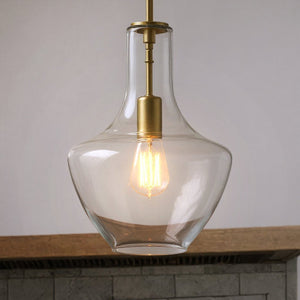 Urban Ambiance - Pendant - UKC20089 Casual Indoor Pendant, 15.25''H x 10.5''W x 10.5''Dep, Natural Brass Finish, Opalyn Collection - 