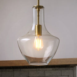 Urban Ambiance - Pendant - UKC20089 Casual Indoor Pendant, 15.25''H x 10.5''W x 10.5''Dep, Natural Brass Finish, Opalyn Collection - 