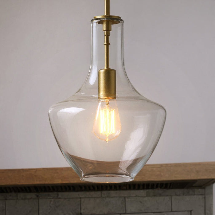 UKC20089 Casual Indoor Pendant, 15.25''H x 10.5''W x 10.5''Dep, Natural Brass Finish, Opalyn Collection