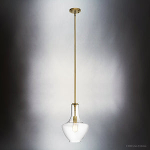 Urban Ambiance - Pendant - UKC20089 Casual Indoor Pendant, 15.25''H x 10.5''W x 10.5''Dep, Natural Brass Finish, Opalyn Collection - 