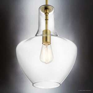 Urban Ambiance - Pendant - UKC20089 Casual Indoor Pendant, 15.25''H x 10.5''W x 10.5''Dep, Natural Brass Finish, Opalyn Collection - 