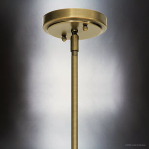 Urban Ambiance - Pendant - UKC20090 Casual Indoor Pendant, 13.75''H x 7''W x 7''Dep, Natural Brass Finish, Opalyn Collection - 