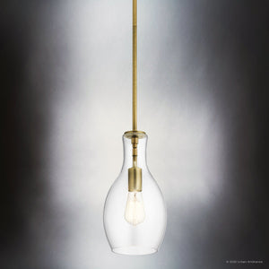 Urban Ambiance - Pendant - UKC20090 Casual Indoor Pendant, 13.75''H x 7''W x 7''Dep, Natural Brass Finish, Opalyn Collection - 