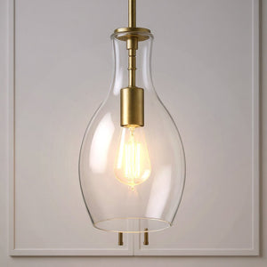 Urban Ambiance - Pendant - UKC20090 Casual Indoor Pendant, 13.75''H x 7''W x 7''Dep, Natural Brass Finish, Opalyn Collection - 