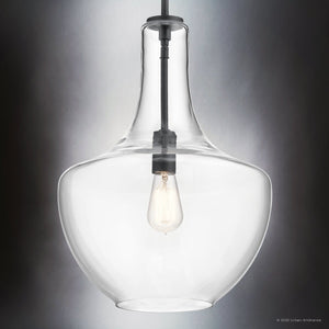 Urban Ambiance - Pendant - UKC20091 Casual Indoor Pendant, 19.75''H x 14''W x 14''Dep, Black Finish, Opalyn Collection - 