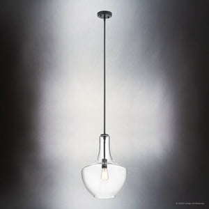 Urban Ambiance - Pendant - UKC20091 Casual Indoor Pendant, 19.75''H x 14''W x 14''Dep, Black Finish, Opalyn Collection - 