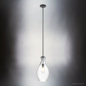 Urban Ambiance - Pendant - UKC20092 Casual Indoor Pendant, 17.75''H x 9''W x 9''Dep, Black Finish, Opalyn Collection - 