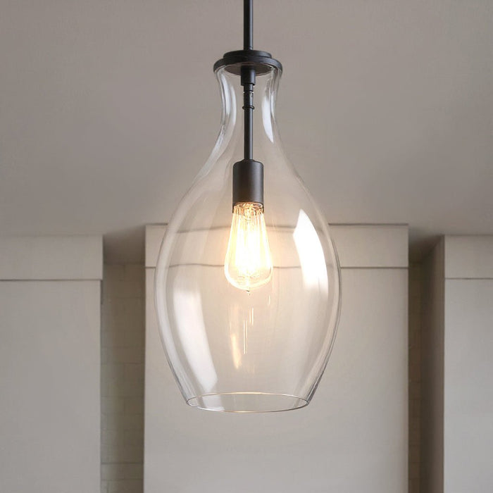 UKC20092 Casual Indoor Pendant, 17.75''H x 9''W x 9''Dep, Black Finish, Opalyn Collection