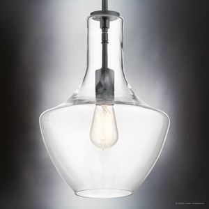 Urban Ambiance - Pendant - UKC20093 Casual Indoor Pendant, 15.25''H x 10.5''W x 10.5''Dep, Black Finish, Opalyn Collection - 