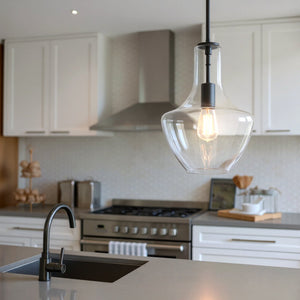 Urban Ambiance - Pendant - UKC20093 Casual Indoor Pendant, 15.25''H x 10.5''W x 10.5''Dep, Black Finish, Opalyn Collection - 