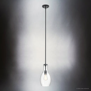 Urban Ambiance - Pendant - UKC20094 Casual Indoor Pendant, 13.75''H x 7''W x 7''Dep, Black Finish, Opalyn Collection - 